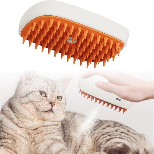 Brosse Vapeur 3-en-1 Rechargeable pour Chat – Nettoie, Démêle & Masse