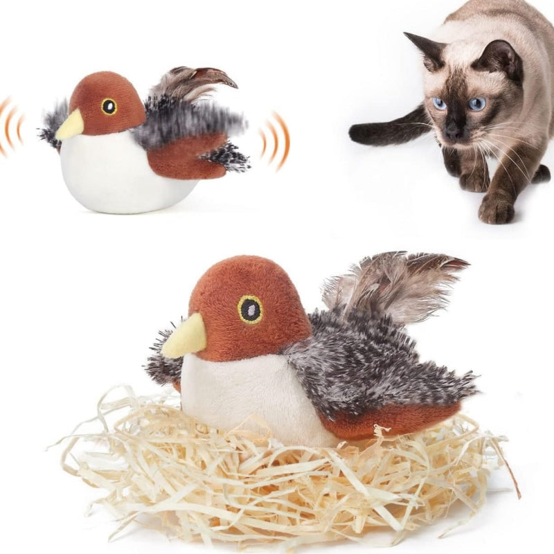 Jouet oiseau interactif pour chat – Peluche vibrante qui stimule l’instinct de chasse